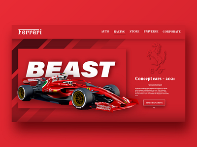 Ferrari landing page design concept cars conceptcars f1 ferrari forzaferrari free landingpage uidesign uikit uitrends webui