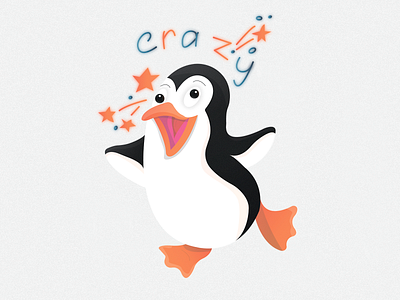 Penguin sticker №3 🐧🔥 (crazy) | Day 3 2020 animal animals branding character cold crazy design emotion ice illustraion illustrator logo mad madness penguin show star stars sticker