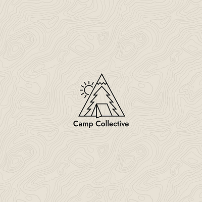 Camp Collective branding camp campfire camping icon illustration lettering logo mountains nature scene tent type typography