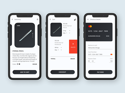 Credit Card Checkout app cart checkout delete design figma nuka ui ui design uiux ux ux design