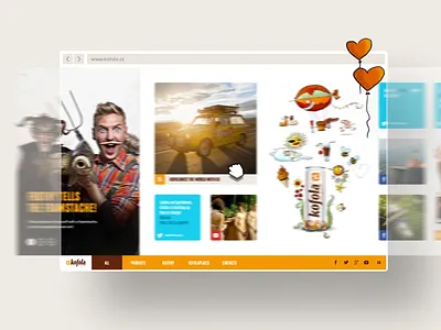 Kofola.cz / homepage & grid digital drink grid homepage horizontal kofola media orange platform social soft softdrink supersonic ui unicorn user experience ux