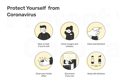 Prevention suggestions for Coronavirus ai coronavirus disease figma graphic graphicdesign illustration prevention