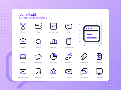 Icon : Internet Marketing Outline affiliate algoritme app bot branding email flat icon iconset illustrator internet internet marketing marketing seo simple ui ux vector web website