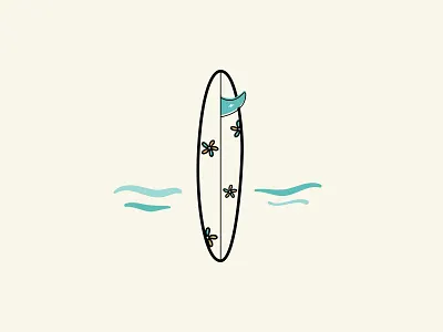 Surfboard beach fin flowers illustration longboard ocean surf surfboard surfing vector