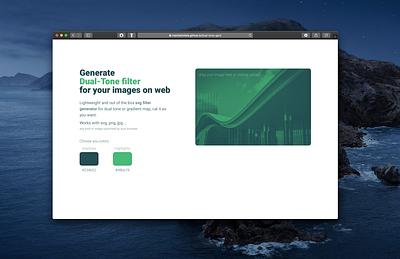 Dual Tone Generator background background design background image code code generator color color palette dualtone duotone duotones generator gradient gradient map hero hero image image image filter open source sag filter svg