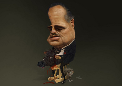 Don Corleone caricature character design concept digital art digital painting don corleone drawing graphic art illustration ilustración ilustração the godfather