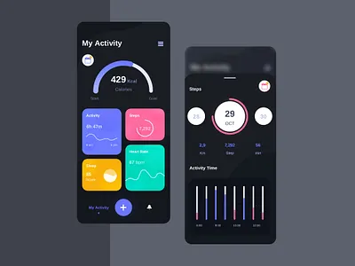 Health Control Basic UI Kit activity app calendar chart control dashboard heart kit mobile rate sketch sleep steps ui ux