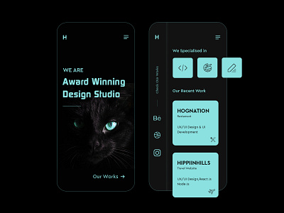 Design Studio App Dark Theme Interface adagency agency app branding dark darktheme design designstudio logo minimal studio typography ui ux web websites