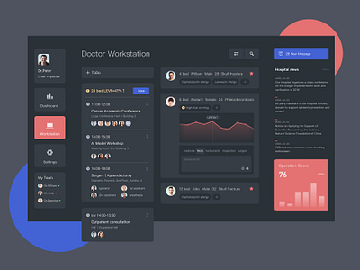 Doctor workstation Concept Design darkmode concept dark darkmode dashboard design doctor medical teamwork ux uxui web webdesign workflow workstation