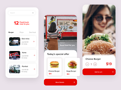 Food Truck Near By You adobe xd clean creative design food food truck food trucks mobile app red ui uiux user experience user experience design user experience designer user experience prototype user experience ux user inteface user interface user interface design userinterface ux