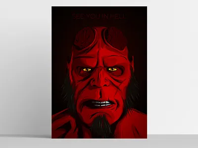 Hellboy Illustration art black comic dark digital hellboy ipad red vector