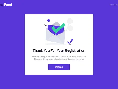 Confirmation page casino confirmation mail registration registration form saas sign up thank you thanks
