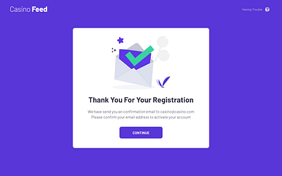 Confirmation page casino confirmation mail registration registration form saas sign up thank you thanks