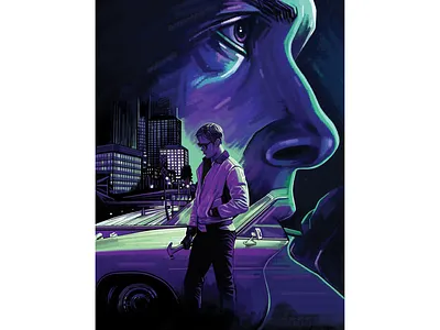 Drive movie digital art digital painting drive illustration movie movie art movie poster painting photoshop poster retrowave ryangosling silence thriller