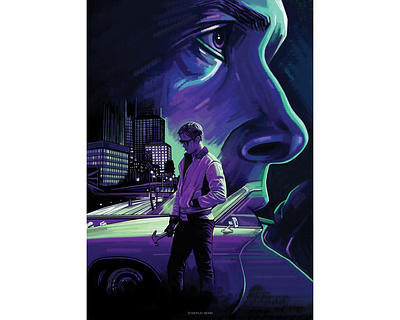 Drive movie digital art digital painting drive illustration movie movie art movie poster painting photoshop poster retrowave ryangosling silence thriller