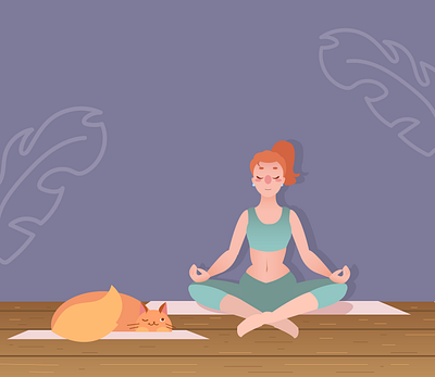 meditation character design digital flat illustration girl girl illustration illustration meditating meditation mindfullness stayhome trends2020 vector yoga