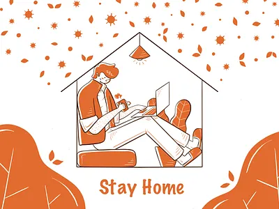 8_Stay home stay safe art character design drawing flat illustration ipad procreate raster vector