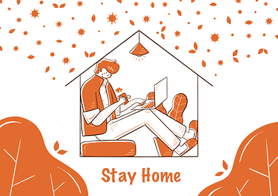 8_Stay home stay safe art character design drawing flat illustration ipad procreate raster vector