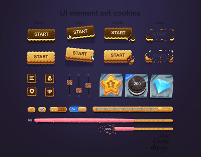 Revive UI elements look and feel, Cookies! candy concept cookies creative cta button food illustrations kikiwdesign procreate purple ui