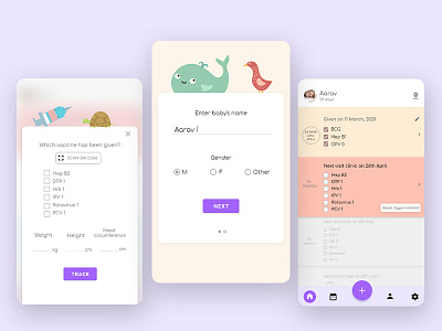 My Immunization Partner app baby concept design health immunization system design ui