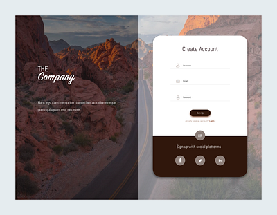 Daily UI 001 Sign Up brown concept concept design dailyui dailyuichallenge design form interface minimal mountain signup web webdesign