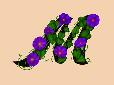 Morning Glory 36daysoftype alphabets brushstrokes dailyillustration design flowers illustration lettering nature photoshop