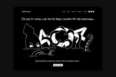 404 Kraken Page 404 error 404 error page 404 page 404page black dark dark ui illustration illustrator kracken kraken web webdesign website website concept website design