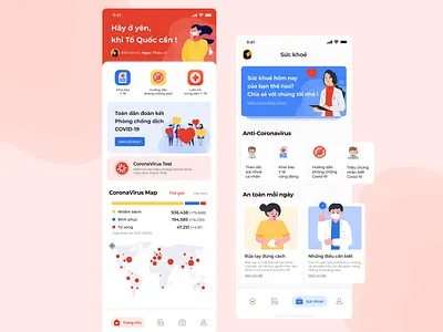 Ncovid-19 Concept App for VietNam app color corona covid19 design dribbble illustraion quarantine ui design uiux ux design vietnam vietnam designer