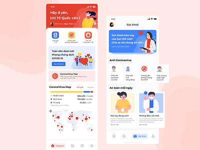 Ncovid-19 Concept App for VietNam app color corona covid19 design dribbble illustraion quarantine ui design uiux ux design vietnam vietnam designer