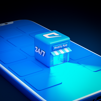 Mobily app 3d app c4d cinema 4d cinema4d design mobily phone render