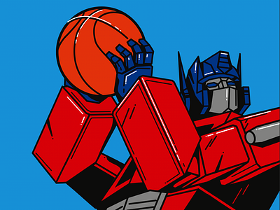 Air Prime autobot basketball design graphic design icon illustration optimus prime red robots sports transformers vector