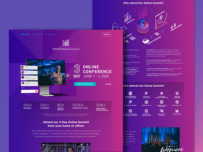 VR/AR Association Global Summit Online - Landing Page affinity designer branding conference event gradient illustration landing page online summit ui vector vr web design website