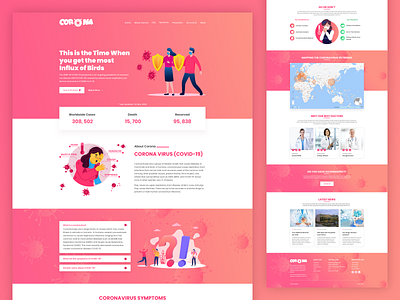 Corona Informative Website Template corona covid 19 design illustration informative landingpage uidesign uxdesign web template website template