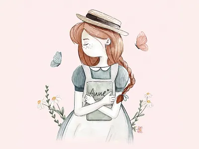Anne of Green Gables book illustration character design digital watercolor girl girl illustration nursery art print pattern textile art textile design textile pattern watercolor watercolor art watercolor girl watercolor painting