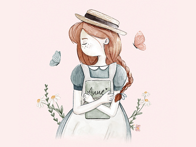 Anne of Green Gables book illustration character design digital watercolor girl girl illustration nursery art print pattern textile art textile design textile pattern watercolor watercolor art watercolor girl watercolor painting