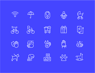 Icon set for shopping mall adobe illustrator babyzone bycicle design dog hand higiene icon iconography kids line parking sanitizer shopping toy ui umbrella washyourhands wifi