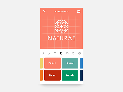 Logomatic App ▶️ after effects app colours custom customize daily design icons interface logo logo designer mobile modal mograph motion motion design symbols ui uiux ux