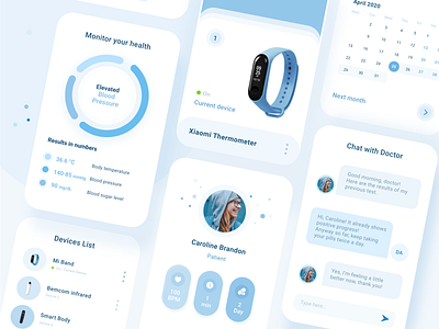 Health tracker app app app design appconcept application blue chart creative design desktop doctor foster health interface medical piechart ui user experience userinterface ux white