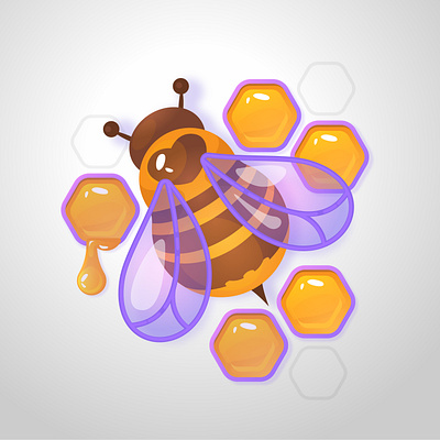 bee and honeycomb art bee cute game art honey icon illustraion orange vector