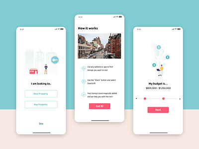 App UI for real estate app app app design app ui application budget budget app budgeting design house housing housing app how it works illustration property property search real estate app ui