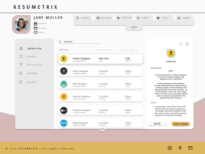 Job Board Platform dashboad design fonts interface plataform resume resume builder ui uidesign ux