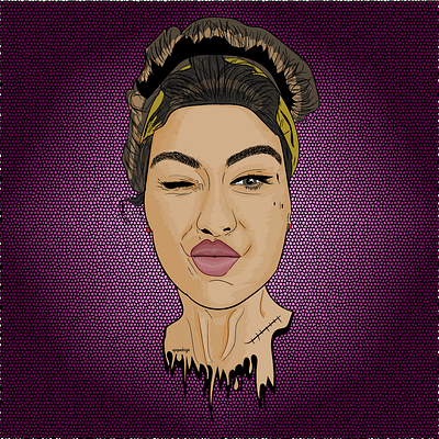 portrait creative design funky and fresh illustrator kiss portrait illustration portraits woman illustration woman portrait