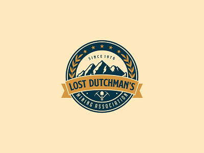 Lost Dutchman's Logo 99designs badge logo branding classic design flat flat design logo patch design vector