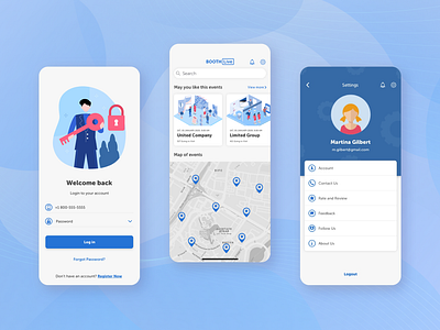 Booth Live (App) app illustration presentation ui ux