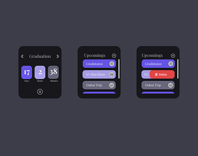 Countdown App apple watch countdown countdown timer countdowntimer counter daily 100 challenge daily ui dailyui dark mode dark theme dark ui dayscount events countdown uidaily watch