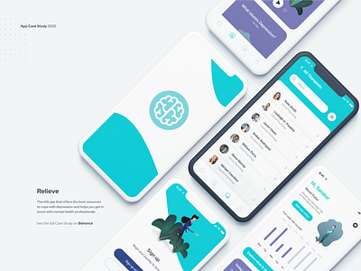 Relieve app Case Study app casestudy depression app design mental health ui ux