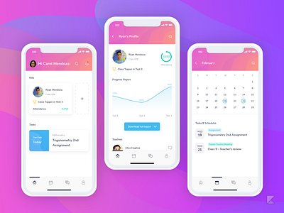 Parent's Dashboard for a concept school app - UI Design clean ui concept project concept ui parents dashboard school app ui uidesign uidesigner uiux userinterface visual designer