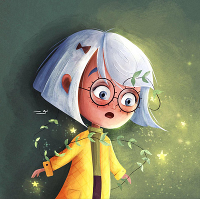 The magic character character design children children book illustration childrens book childrens illustration geek girl illustration illustrations kid little girl magic magical magician nerd scientist smart stars witch