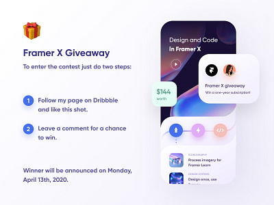 Framer X Giveaway! 🎁 contest framer framer x free freebie gift giveaway license mobile subscription tool ui win