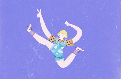 Girl Jumping — Illustration blonde woman cheetah pattern flat illustration girl illustration women